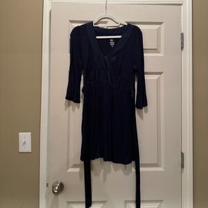 Navy Blue Office Wrap Dress